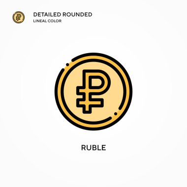 Ruble vektör simgesi. Modern vektör illüstrasyon kavramları. Düzenlemesi ve kişiselleştirmesi kolay.