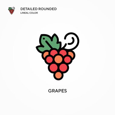 Üzüm vektör simgesi. Modern vektör illüstrasyon kavramları. Düzenlemesi ve kişiselleştirmesi kolay.