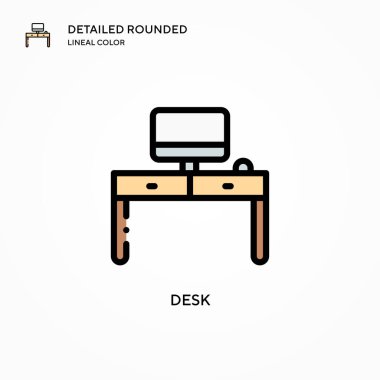 Masa vektör simgesi. Modern vektör illüstrasyon kavramları. Düzenlemesi ve kişiselleştirmesi kolay.