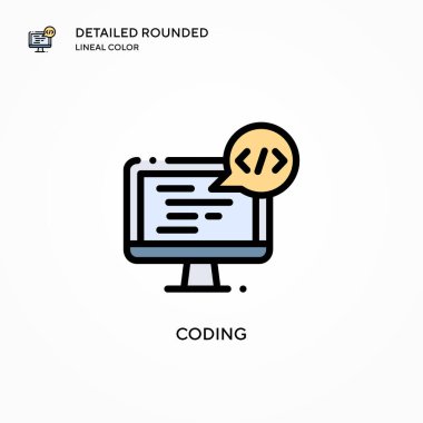 Kodlama vektör simgesi. Modern vektör illüstrasyon kavramları. Düzenlemesi ve kişiselleştirmesi kolay.