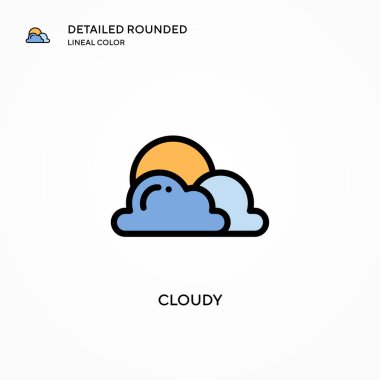 Bulutlu vektör simgesi. Modern vektör illüstrasyon kavramları. Düzenlemesi ve kişiselleştirmesi kolay.