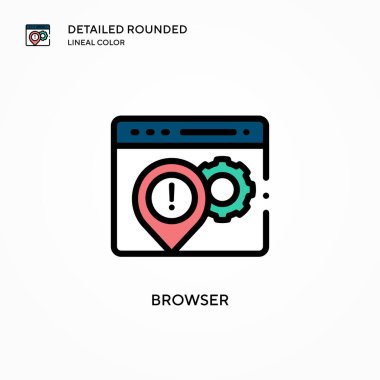 Tarayıcı vektör simgesi. Modern vektör illüstrasyon kavramları. Düzenlemesi ve kişiselleştirmesi kolay.