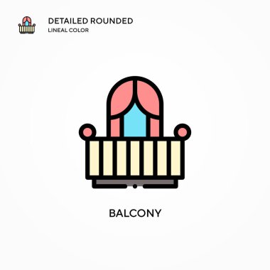 Balkon vektör simgesi. Modern vektör illüstrasyon kavramları. Düzenlemesi ve kişiselleştirmesi kolay.