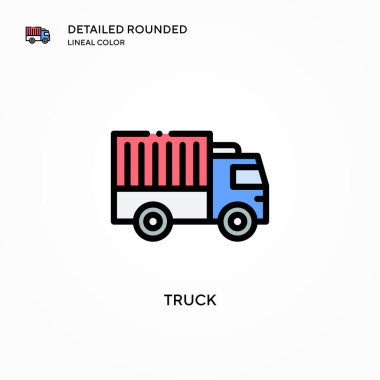 Kamyon vektör simgesi. Modern vektör illüstrasyon kavramları. Düzenlemesi ve kişiselleştirmesi kolay.