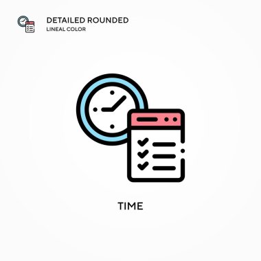 Zaman vektör simgesi. Modern vektör illüstrasyon kavramları. Düzenlemesi ve kişiselleştirmesi kolay.