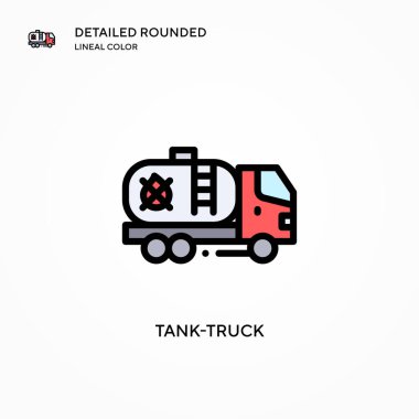 Tank kamyonu vektör ikonu. Modern vektör illüstrasyon kavramları. Düzenlemesi ve kişiselleştirmesi kolay.