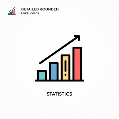 İstatistik vektör simgesi. Modern vektör illüstrasyon kavramları. Düzenlemesi ve kişiselleştirmesi kolay.