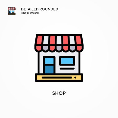 Dükkan vektör ikonu. Modern vektör illüstrasyon kavramları. Düzenlemesi ve kişiselleştirmesi kolay.