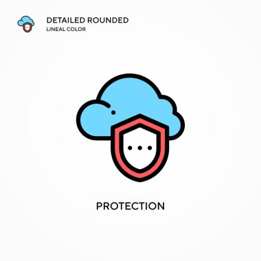 Koruma vektör simgesi. Modern vektör illüstrasyon kavramları. Düzenlemesi ve kişiselleştirmesi kolay.