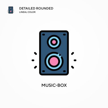 Müzik kutusu vektör simgesi. Modern vektör illüstrasyon kavramları. Düzenlemesi ve kişiselleştirmesi kolay.