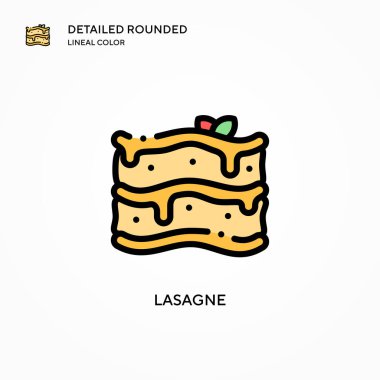 Lazanya vektör simgesi. Modern vektör illüstrasyon kavramları. Düzenlemesi ve kişiselleştirmesi kolay.