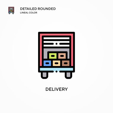Teslimat vektör simgesi. Modern vektör illüstrasyon kavramları. Düzenlemesi ve kişiselleştirmesi kolay.