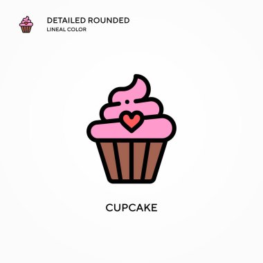 Cupcake vektör simgesi. Modern vektör illüstrasyon kavramları. Düzenlemesi ve kişiselleştirmesi kolay.