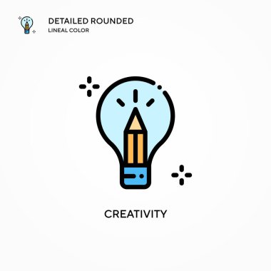 Yaratıcılık vektör simgesi. Modern vektör illüstrasyon kavramları. Düzenlemesi ve kişiselleştirmesi kolay.
