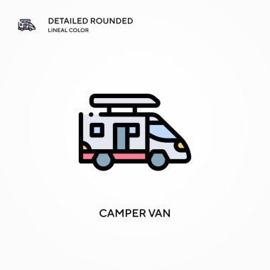 Kamp aracı vektör simgesi. Modern vektör illüstrasyon kavramları. Düzenlemesi ve kişiselleştirmesi kolay.