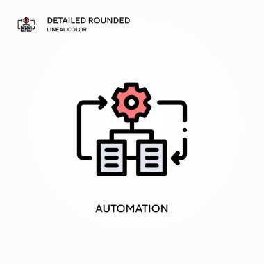 Otomasyon vektör simgesi. Modern vektör illüstrasyon kavramları. Düzenlemesi ve kişiselleştirmesi kolay.