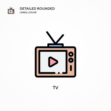 TV vektör simgesi. Modern vektör illüstrasyon kavramları. Düzenlemesi ve kişiselleştirmesi kolay.