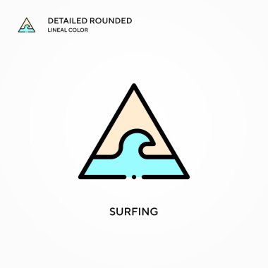 Sörf vektörü simgesi. Modern vektör illüstrasyon kavramları. Düzenlemesi ve kişiselleştirmesi kolay.