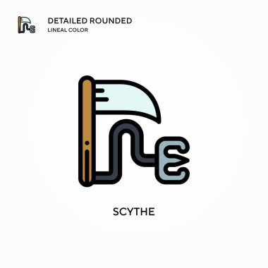 Scythe vektör simgesi. Modern vektör illüstrasyon kavramları. Düzenlemesi ve kişiselleştirmesi kolay.