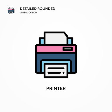 Yazıcı vektör simgesi. Modern vektör illüstrasyon kavramları. Düzenlemesi ve kişiselleştirmesi kolay.