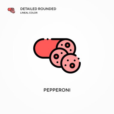 Pepperoni vektör simgesi. Modern vektör illüstrasyon kavramları. Düzenlemesi ve kişiselleştirmesi kolay.