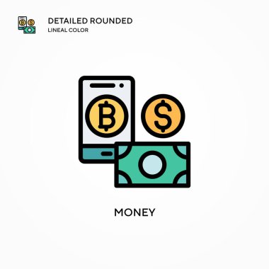 Para vektör simgesi. Modern vektör illüstrasyon kavramları. Düzenlemesi ve kişiselleştirmesi kolay.