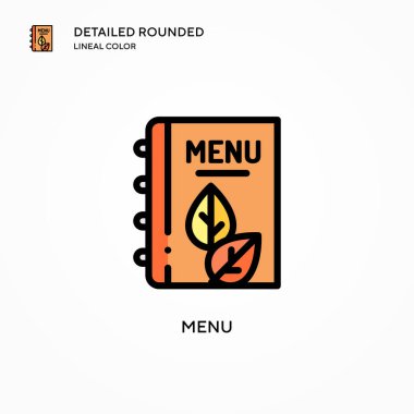 Menü vektör simgesi. Modern vektör illüstrasyon kavramları. Düzenlemesi ve kişiselleştirmesi kolay.