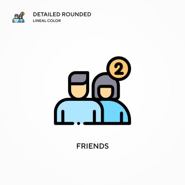 Arkadaş vektör simgesi. Modern vektör illüstrasyon kavramları. Düzenlemesi ve kişiselleştirmesi kolay.