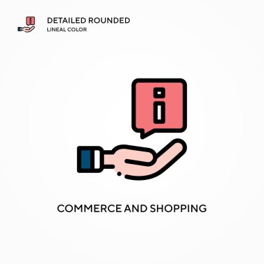 Ticaret ve alışveriş vektör simgesi. Modern vektör illüstrasyon kavramları. Düzenlemesi ve kişiselleştirmesi kolay.