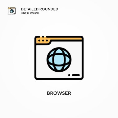 Tarayıcı vektör simgesi. Modern vektör illüstrasyon kavramları. Düzenlemesi ve kişiselleştirmesi kolay.