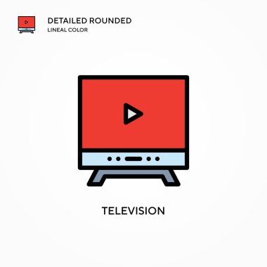 Televizyon vektör simgesi. Modern vektör illüstrasyon kavramları. Düzenlemesi ve kişiselleştirmesi kolay.