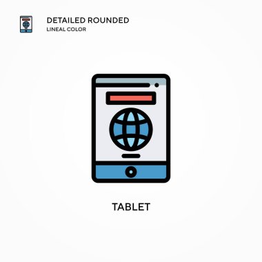 Tablet vektör simgesi. Modern vektör illüstrasyon kavramları. Düzenlemesi ve kişiselleştirmesi kolay.