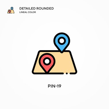 Pin-19 vektör simgesi. Modern vektör illüstrasyon kavramları. Düzenlemesi ve kişiselleştirmesi kolay.