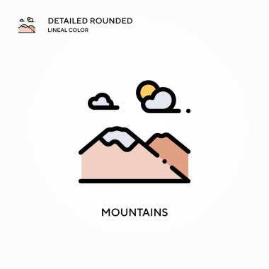 Dağlar vektör simgesi. Modern vektör illüstrasyon kavramları. Düzenlemesi ve kişiselleştirmesi kolay.