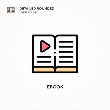Ebook vektör simgesi. Modern vektör illüstrasyon kavramları. Düzenlemesi ve kişiselleştirmesi kolay.