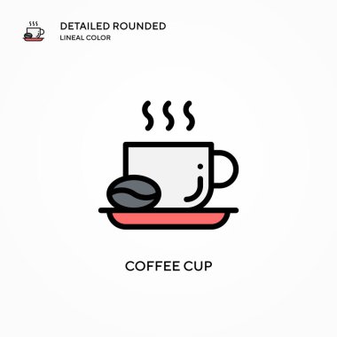 Kahve fincanı vektör ikonu. Modern vektör illüstrasyon kavramları. Düzenlemesi ve kişiselleştirmesi kolay.
