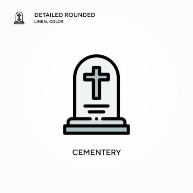 Cementery vektör simgesi. Modern vektör illüstrasyon kavramları. Düzenlemesi ve kişiselleştirmesi kolay.