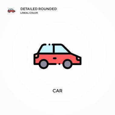 Araba vektör simgesi. Modern vektör illüstrasyon kavramları. Düzenlemesi ve kişiselleştirmesi kolay.