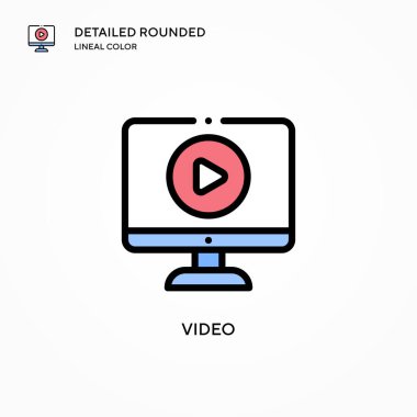 Video vektör simgesi. Modern vektör illüstrasyon kavramları. Düzenlemesi ve kişiselleştirmesi kolay.