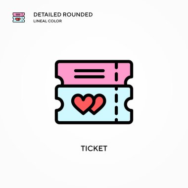 Bilet vektör simgesi. Modern vektör illüstrasyon kavramları. Düzenlemesi ve kişiselleştirmesi kolay.