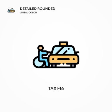 Taksi-16 vektör simgesi. Modern vektör illüstrasyon kavramları. Düzenlemesi ve kişiselleştirmesi kolay.