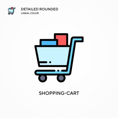 Alışveriş arabası vektör simgesi. Modern vektör illüstrasyon kavramları. Düzenlemesi ve kişiselleştirmesi kolay.
