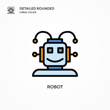 Robot vektör simgesi. Modern vektör illüstrasyon kavramları. Düzenlemesi ve kişiselleştirmesi kolay.