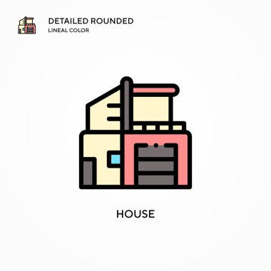 Ev vektör simgesi. Modern vektör illüstrasyon kavramları. Düzenlemesi ve kişiselleştirmesi kolay.