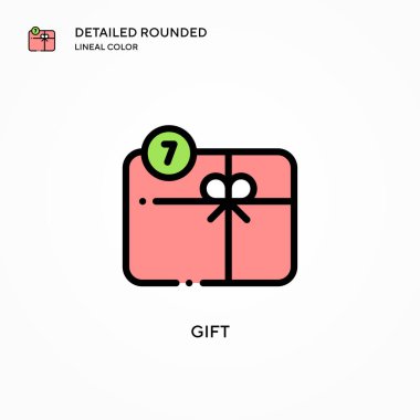 Hediye vektör simgesi. Modern vektör illüstrasyon kavramları. Düzenlemesi ve kişiselleştirmesi kolay.