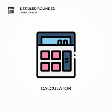 Hesap makinesi vektör simgesi. Modern vektör illüstrasyon kavramları. Düzenlemesi ve kişiselleştirmesi kolay.