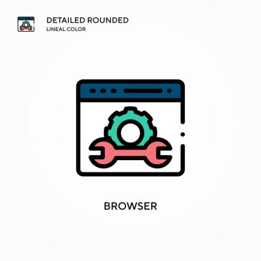 Tarayıcı vektör simgesi. Modern vektör illüstrasyon kavramları. Düzenlemesi ve kişiselleştirmesi kolay.