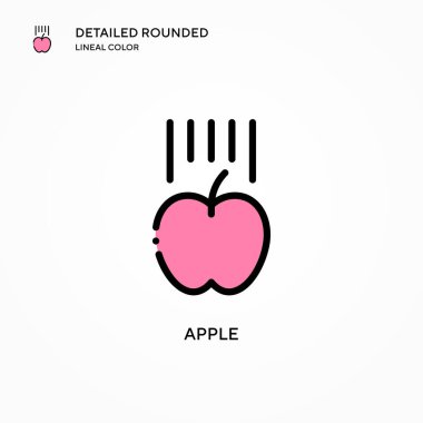 Elma vektör simgesi. Modern vektör illüstrasyon kavramları. Düzenlemesi ve kişiselleştirmesi kolay.