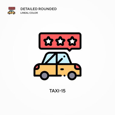 Taksi-15 vektör simgesi. Modern vektör illüstrasyon kavramları. Düzenlemesi ve kişiselleştirmesi kolay.