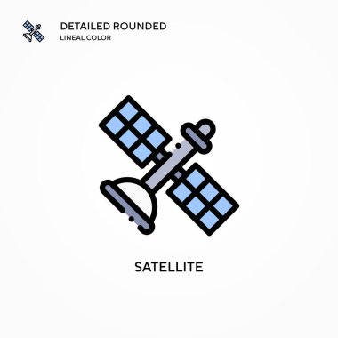 Uydu vektör simgesi. Modern vektör illüstrasyon kavramları. Düzenlemesi ve kişiselleştirmesi kolay.